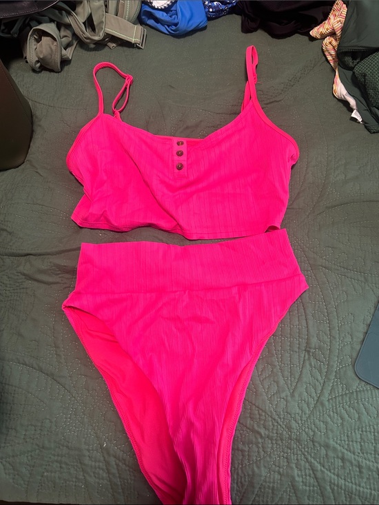aerie Other - aerie Hot Pink Ribbed Two-Piece Bikini Set
